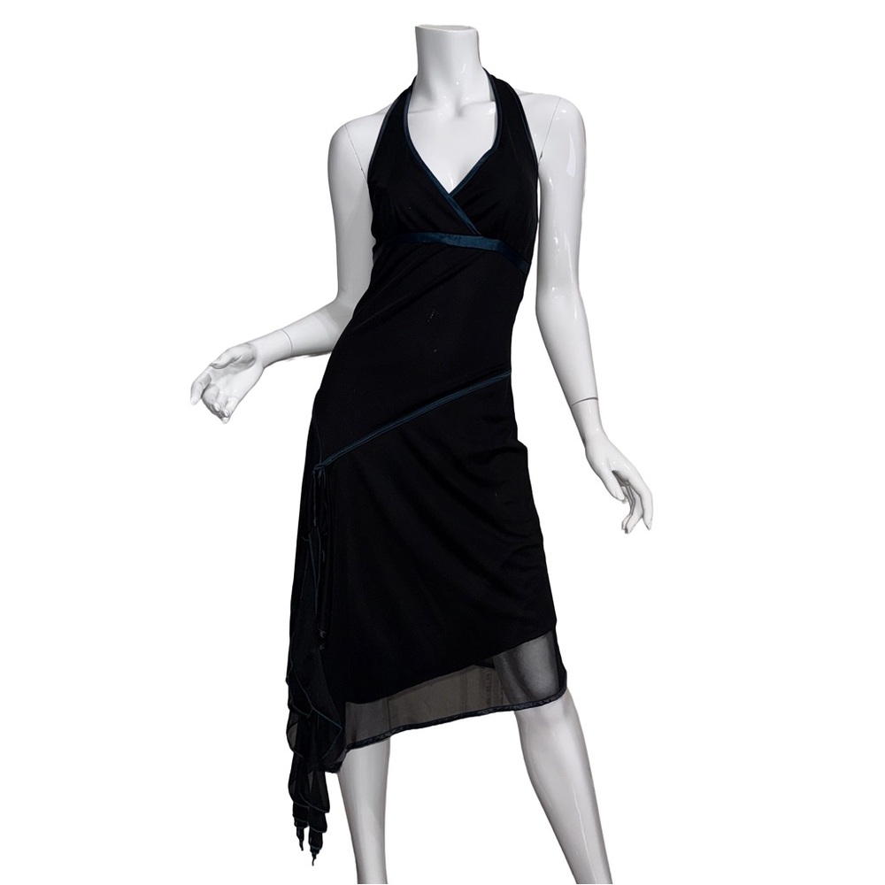 Ruby Rox Black Babydoll Asymmetric Halter Dress Y2K Whimsigoth Witchy Gothic